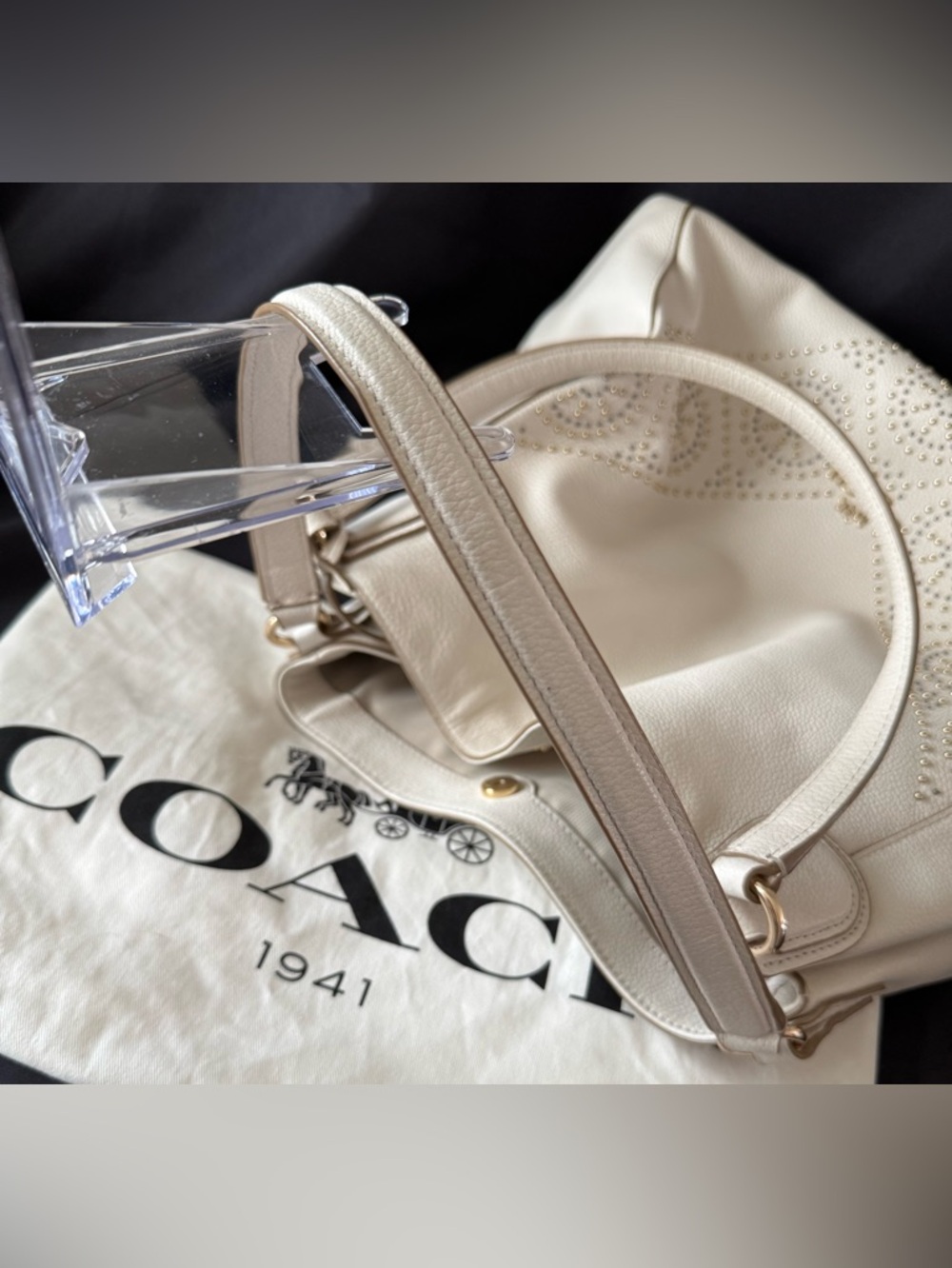 Coach Edie Mini Stud Shoulder Bag with Cherry Charm & Dust Bag - Picture 16 of 16